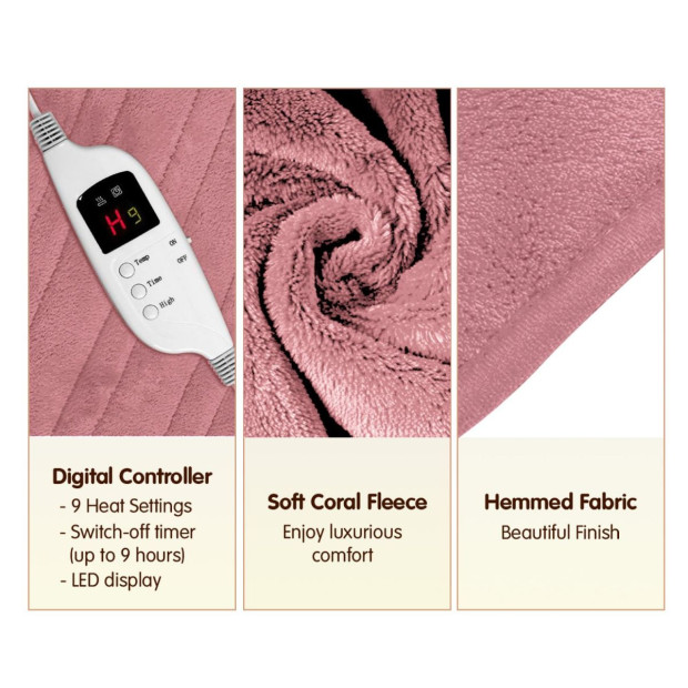 Laura Hill Heated Electric Blanket Throw Rug Coral Warm Fleece Pink Image 4