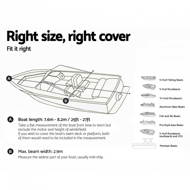25 27ft Waterproof Boat Cover