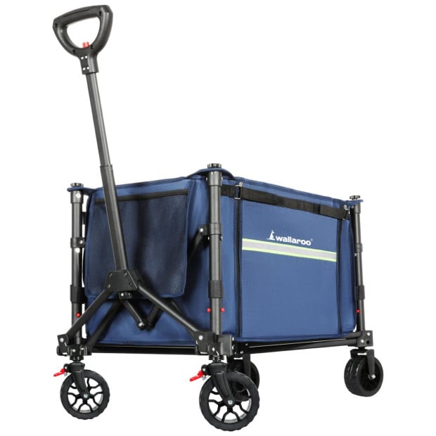 Wallaroo 120L Camping Steel Trolley Beach Picnic Basket Cart - Blue Image 2