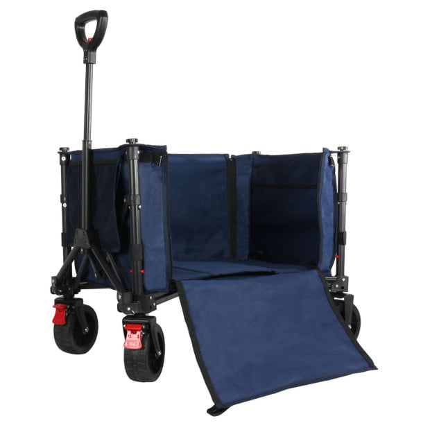 Wallaroo 120L Camping Steel Trolley Beach Picnic Basket Cart - Blue Image 3