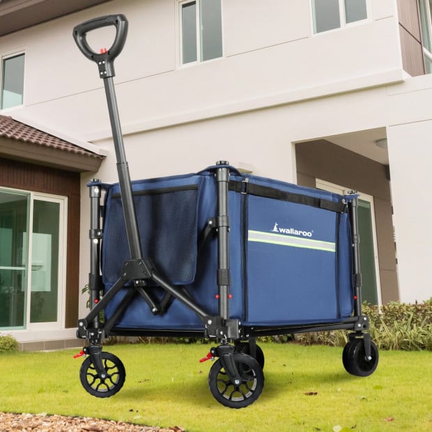 Wallaroo 120L Camping Steel Trolley Beach Picnic Basket Cart - Blue Image 9