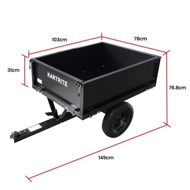 Kartrite Steel Dump Cart 270kg with Quick-Release & Tow-Behind Hitch Image 3