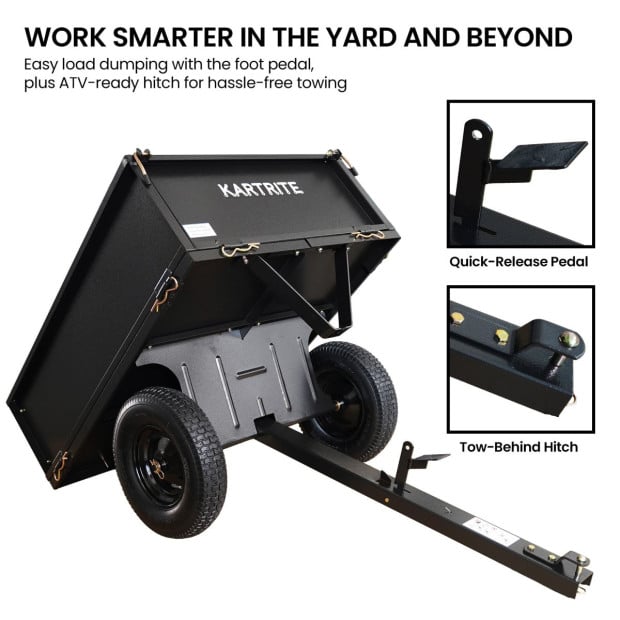 Kartrite Steel Dump Cart 270kg with Quick-Release & Tow-Behind Hitch Image 5
