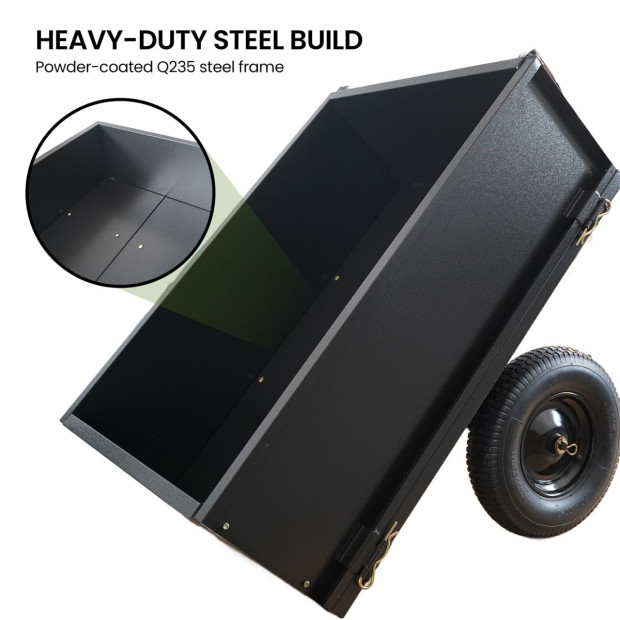 Kartrite Steel Dump Cart 270kg with Quick-Release & Tow-Behind Hitch Image 7