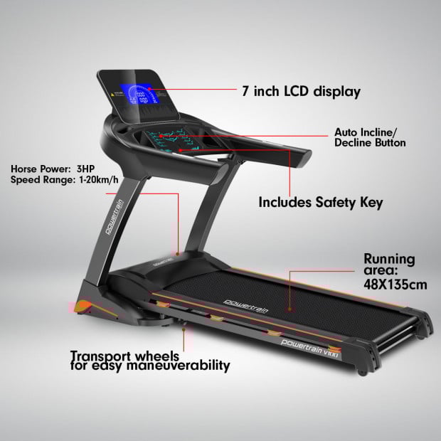 Electric Treadmill Powertrain V100 Power Incline with 12 Computer Programs Image 4