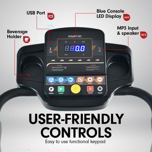 Powertrain V25 Foldable Treadmill Home Gym Cardio Walk Machine Image 3