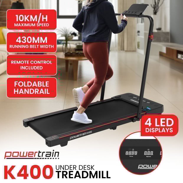 Powertrain K400 Electric Under Desk Treadmill Walking Pad Foldable Handrail Image 2