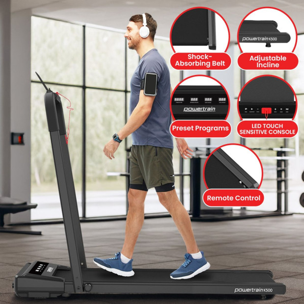 Powertrain K500 2-in-1 Foldable Walking Pad Treadmill with Remote Control Image 11