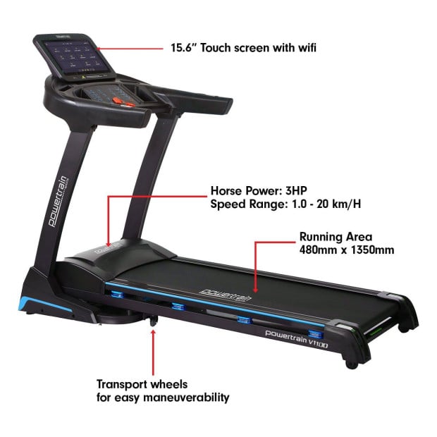 Powertrain V1100 Treadmill with Wifi Touch Screen & Incline Image 10