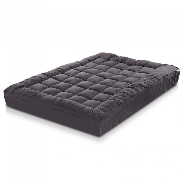 1000GSM Pillowtop Mattress Topper Protector Charcoal King Single
