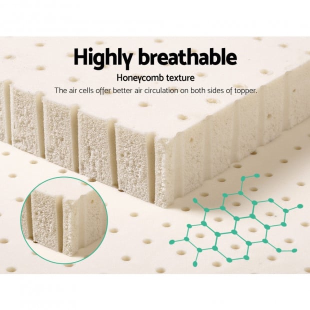 7 Zone 5cm Pure Natural Latex Mattress Topper Queen Image 5