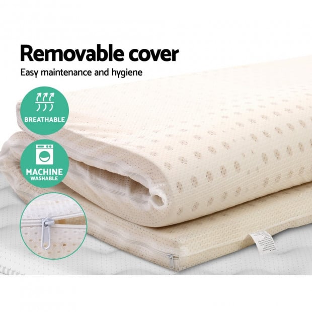 7 Zone 5cm Pure Natural Latex Mattress Topper Queen Image 7