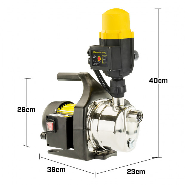 Hydro Active 1400w Automatic stainless electric water pump - Yellow Image 2
