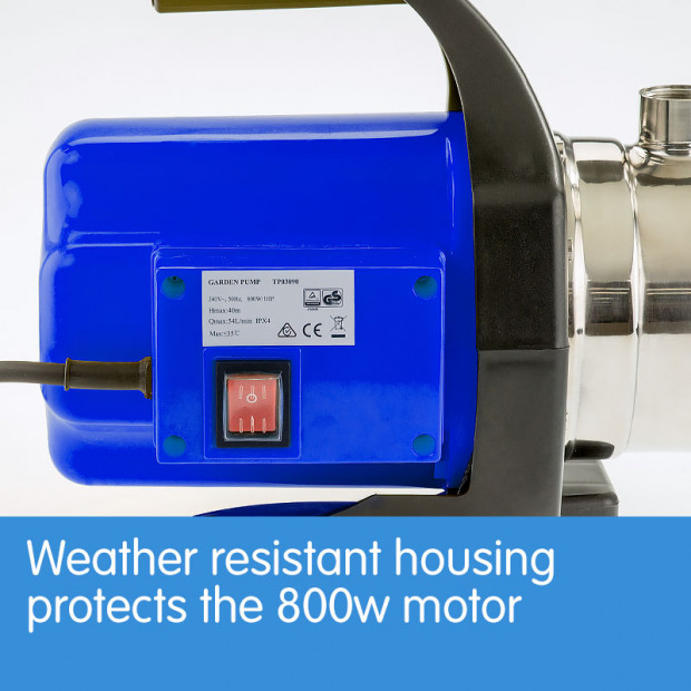 Hydro Active 800w Weatherised Stainless Steel Auto Water Pump Image 4