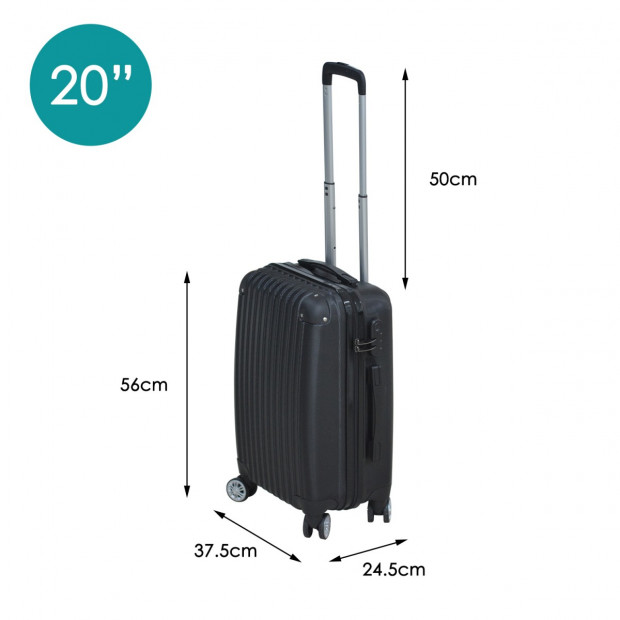 20in Cabin Luggage Suitcase Code Lock Hard Shell Black Image 2