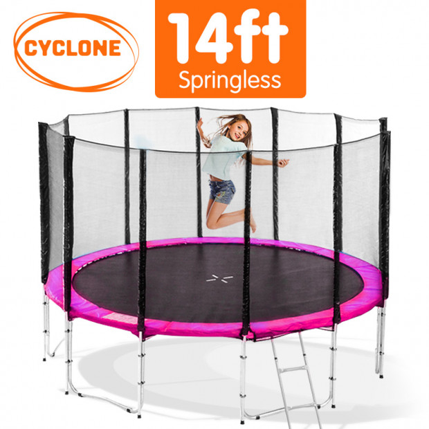 Cyclone 14 ft Springless trampoline with net - Pink