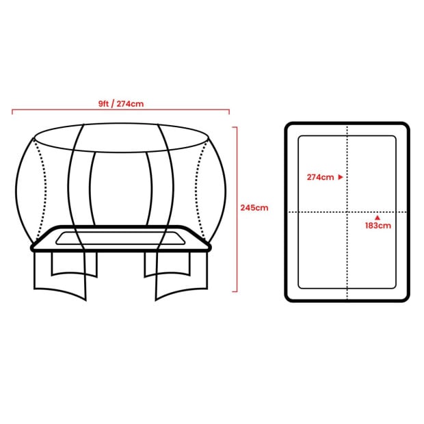 Kahuna 6 ft x 9 ft Rectangular Outdoor Trampoline - Orange Image 2