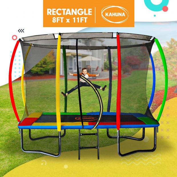 Kahuna Trampoline 8 ft x 11 ft Outdoor Rectangular Rainbow Image 2
