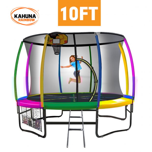 Kahuna 10 ft Trampoline with Rainbow Safety Pad