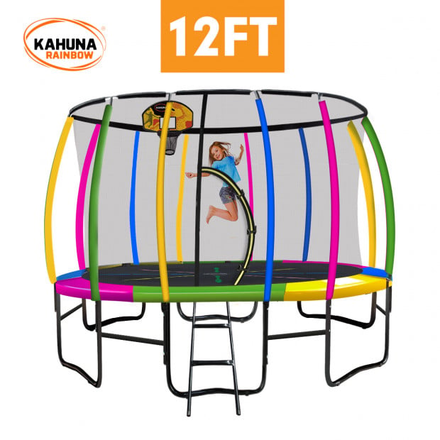 Kahuna 12 ft Trampoline with Rainbow Safety Pad