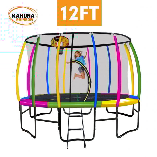 Kahuna 12 ft Trampoline with Rainbow Safety Pad Klika