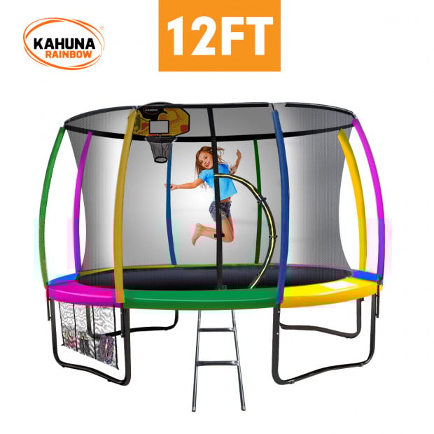 Kahuna 12 ft Trampoline with Rainbow Safety Pad