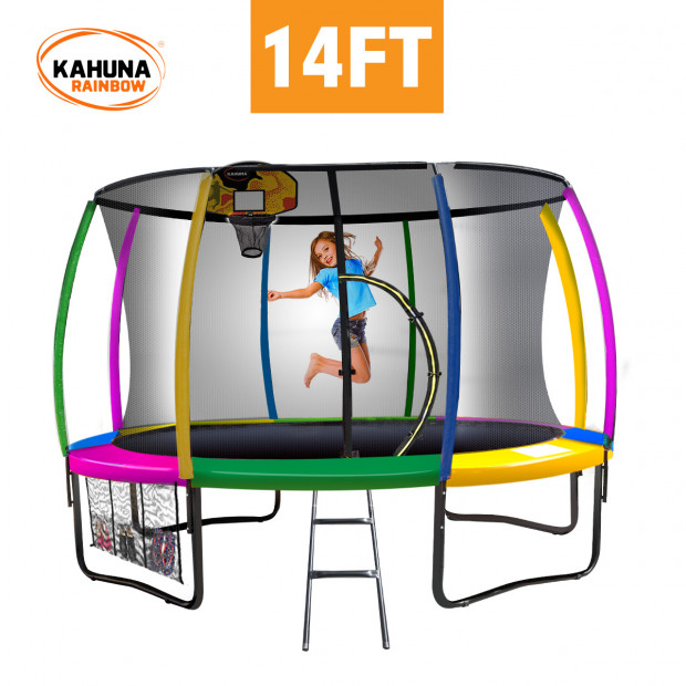 Kahuna 14 ft Trampoline with Rainbow Safety Pad