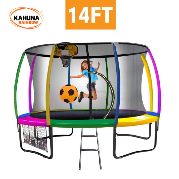 Kahuna 14 ft Trampoline with Rainbow Safety Pad