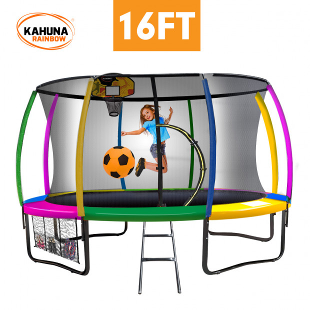 Kahuna 16 ft Trampoline with Rainbow Safety Pad