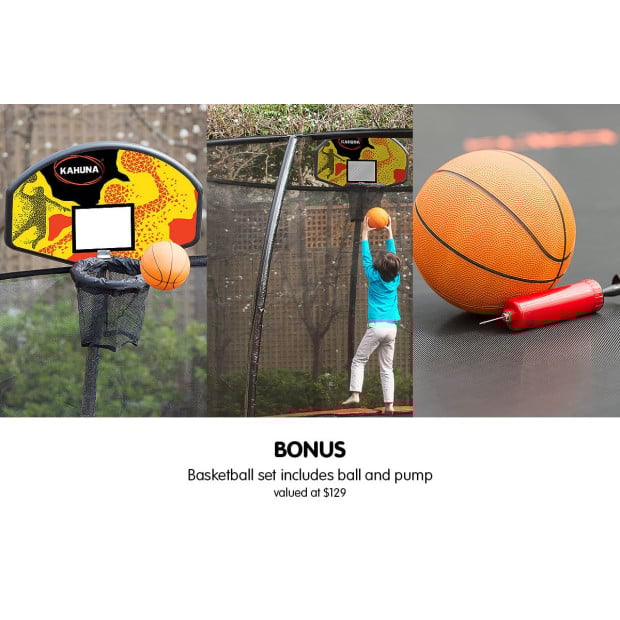 Kahuna Pro 8 ft Trampoline with Emoji Mat Reversible Pad Basketball Set Image 10