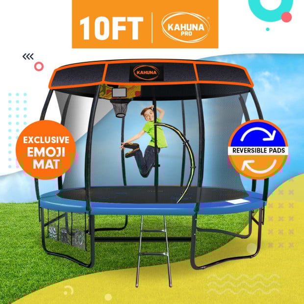 Kahuna Pro 10 ft Trampoline with Emoji Mat Reversible Pad Basketball Set Image 2