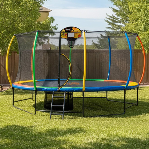 Kahuna Jumbo 10x15ft Trampoline Reversible Pad with L.E.D Basketball Set Image 17