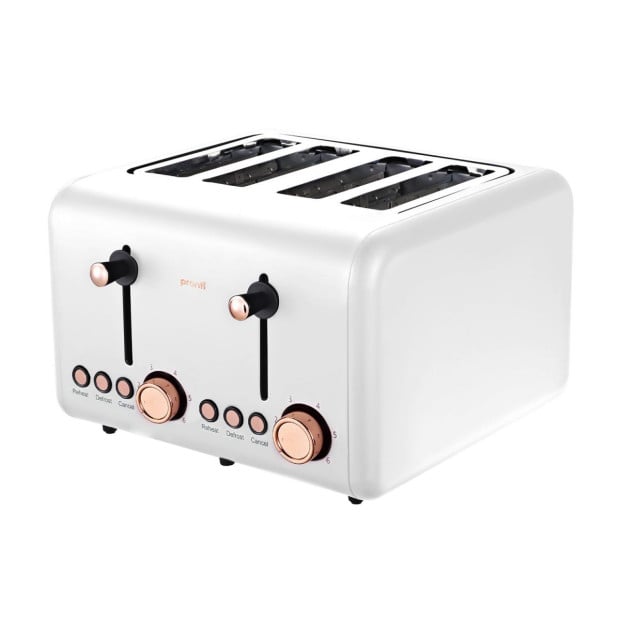 Pronti 4 Slice Toaster Rose Trim Collection - White Image 2