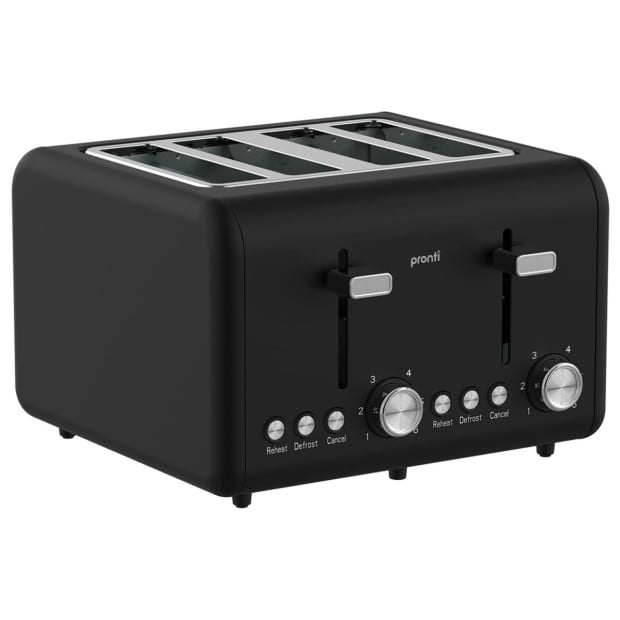 Pronti Silver Noir Collection 4 Slice Toaster with Dual Controls Image 2