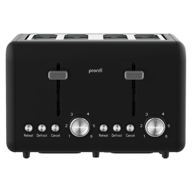 Pronti Silver Noir Collection 4 Slice Toaster with Dual Controls Image 3