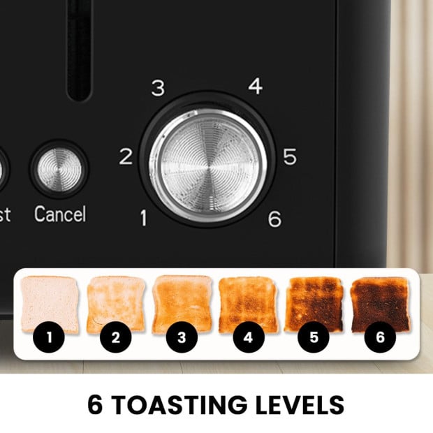 Pronti Silver Noir Collection 4 Slice Toaster with Dual Controls Image 7