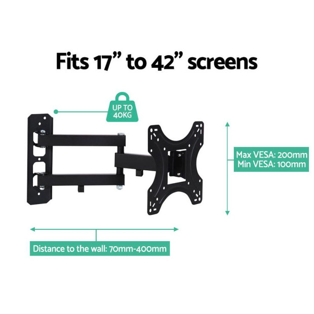 TV Wall Mount Bracket Tilt Swivel Full Motion 32 37 42in Screen Image 6