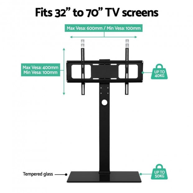 Floor TV Stand Brakcket Mount Swivel Adjustable 32 to 70 Inch Black Image 3