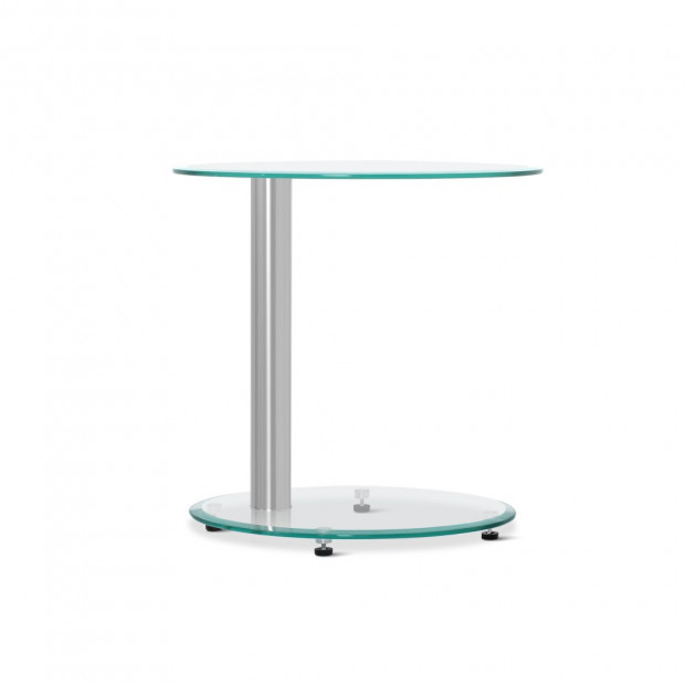 Side Coffee Table Bedside Furniture Oval Tempered Glass Top 2 Tier Image 4