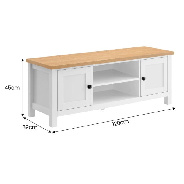 Sarantino Gio TV Stand Cabinet Cupboard in White and Natural Wood Finish Image 4