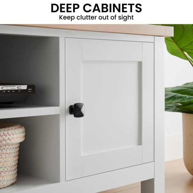 Sarantino Gio TV Stand Cabinet Cupboard in White and Natural Wood Finish Image 6