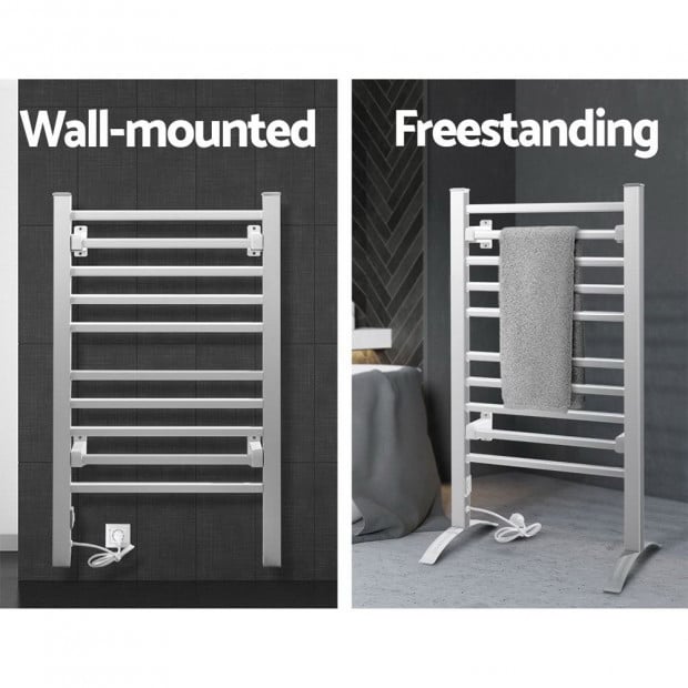 Heated Towel Rail Rack Bathroom Electric Rails Clothes 10 Rungs Image 5