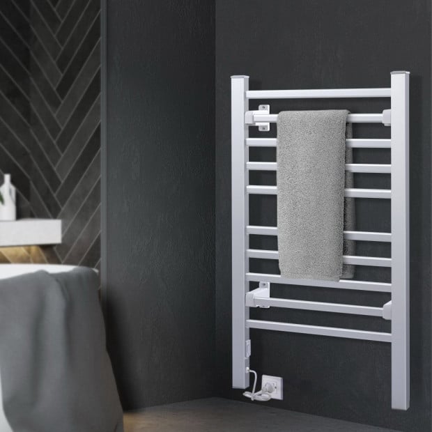 Heated Towel Rail Rack Bathroom Electric Rails Clothes 10 Rungs Image 7