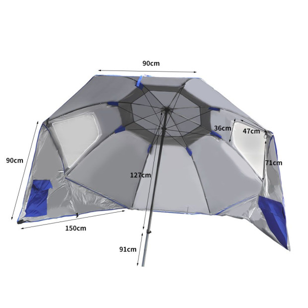 Beach Umbrella Outdoor Umbrellas Sun Shade Garden Shelter 2.33M Blue Image 3