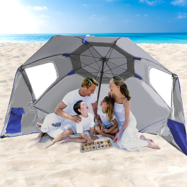 Beach Umbrella Outdoor Umbrellas Sun Shade Garden Shelter 2.33M Blue Image 7