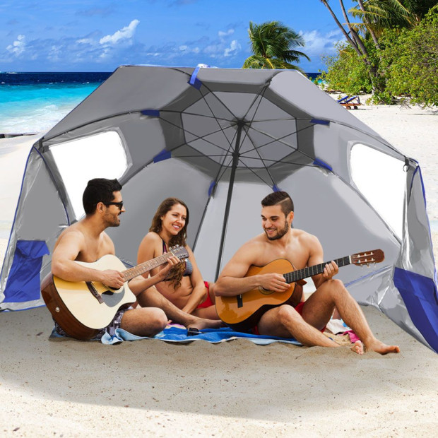 Beach Umbrella Outdoor Umbrellas Sun Shade Garden Shelter 2.33M Blue Image 8