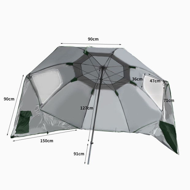 Beach Umbrella Outdoor Umbrellas Sun Shade Garden Shelter 2.33M Green Image 3