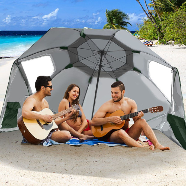 Beach Umbrella Outdoor Umbrellas Sun Shade Garden Shelter 2.33M Green Image 8