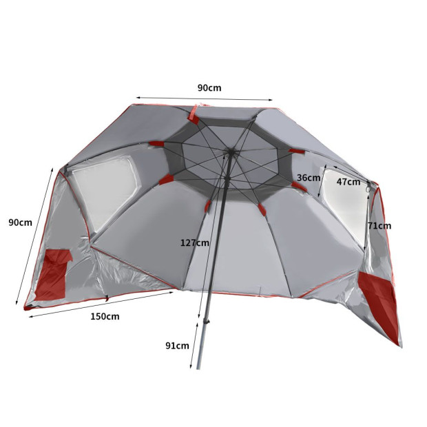 Beach Umbrella Outdoor Umbrellas Sun Shade Garden Shelter 2.33M Red Image 3