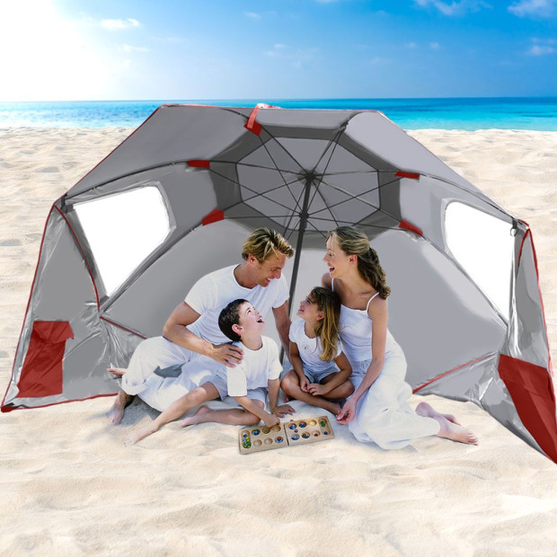 Beach Umbrella Outdoor Umbrellas Sun Shade Garden Shelter 2.33M Red Image 7